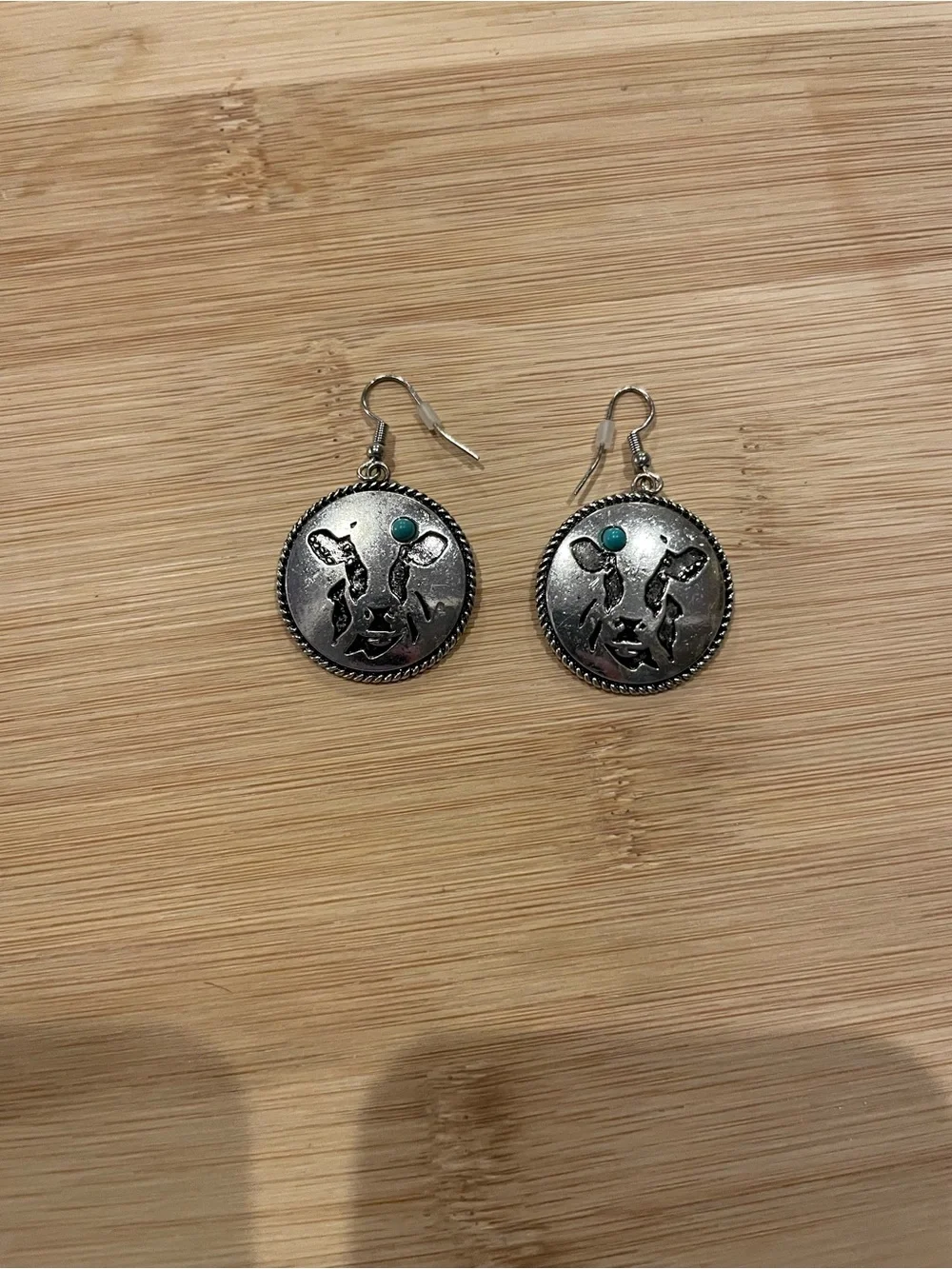 Silver Turquoise Round Earrings - Women Jewelry